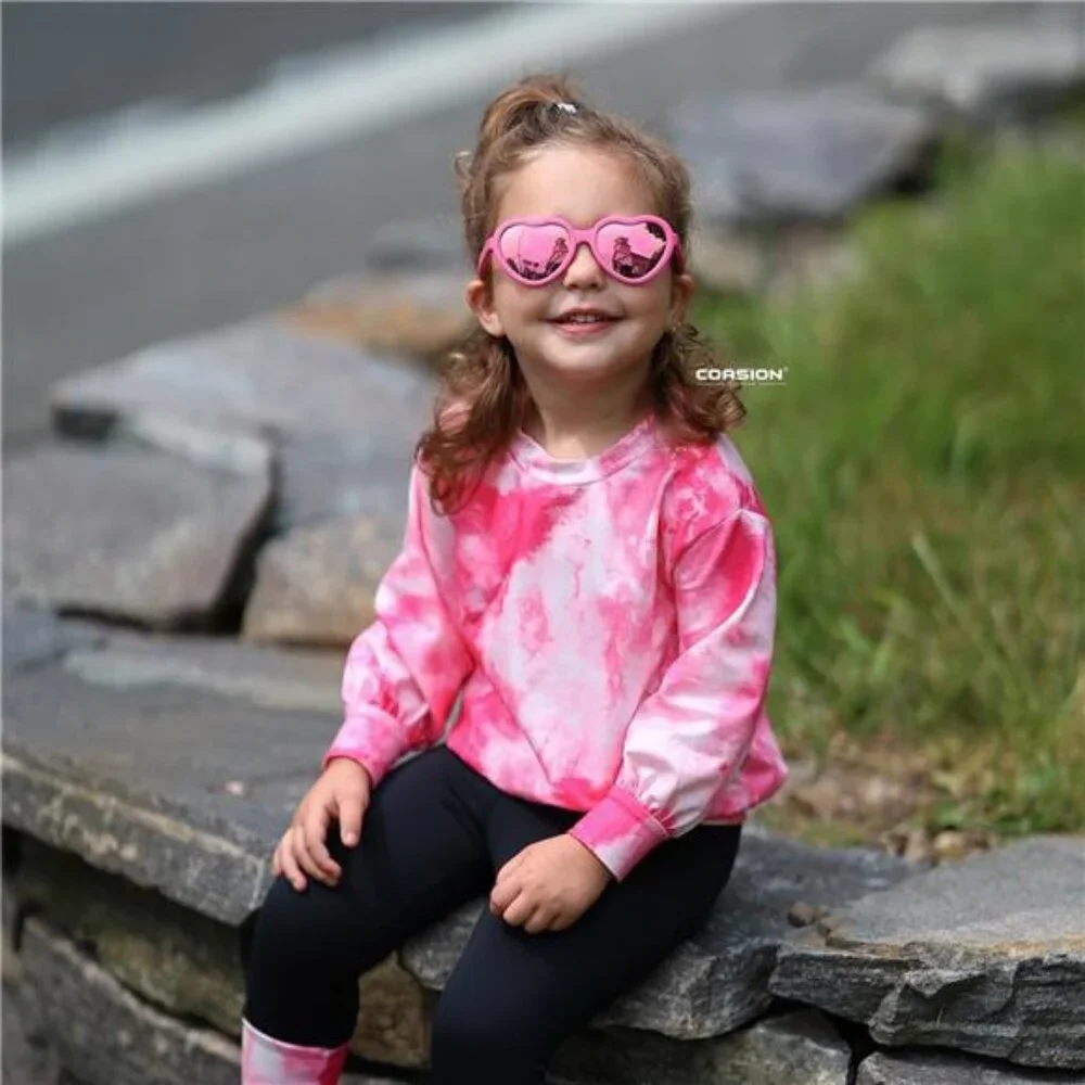 Kids‎ Polarized Sunglasses with Strap - TPEE Rubber Flexible Heart Eyeglasses